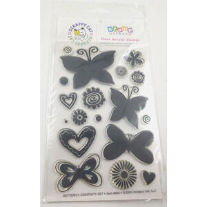 Scrappy Cat Butterfly Creativity Clear Acrylic Cling Stamp Set #460 2005